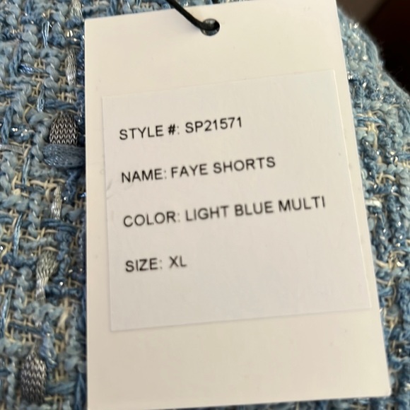 🆕 Generation Love Faye Tweed Knit Shorts Light Blue Multi With Pockets - Picture 4 of 13